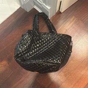 MZ Wallace Black Lacquer Medium Metro Tote Deluxe